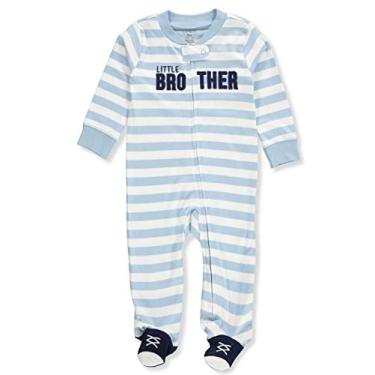 Imagem de Macacão para bebês meninos Carter's com pé – Azul/Branco, 6 meses