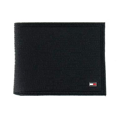 Imagem de Carteira masculina Tommy Hilfiger preta com dobra dupla, Preto, One Size