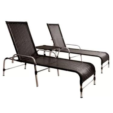 Imagem de Kit 2 Espreguiçadeiras Catar E Mesa Garden Preto