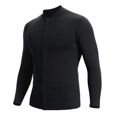 Imagem de REALON Jaqueta feminina masculina de neoprene de manga comprida de 2 mm, colete com zíper frontal de 3 mm, roupa molhada, mantém aquecido para adultos, jovens, crianças, mergulho, surfe, natação,
