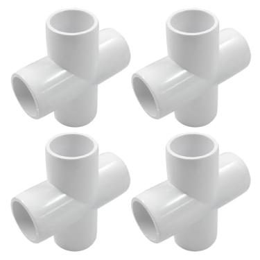 Imagem de Piutouyar 4 peças de encaixe de tubo de PVC de cotovelo cruzado de 1/2 polegada, conector de tubo de grau de móveis de 4 vias conector de canto de tubo de encaixe de cotovelo de PVC para estrutura de