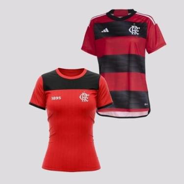 Imagem de Kit Camisa Adidas Flamengo I 2024 Feminina + Camisa Flamengo Grasp Feminina Vermelha-Feminino