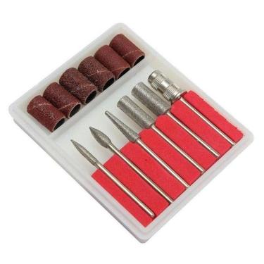 Imagem de Kit Manicure 12 Peças Brocas Lixas Lixadeira Unha Acrigel