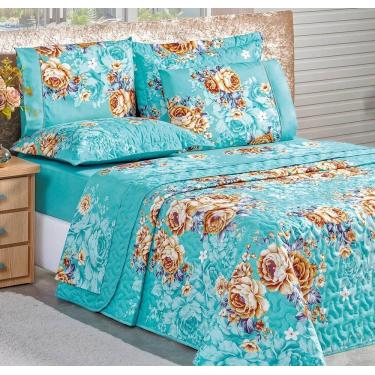 Imagem de Cobre Leito Estampado Micropercal 200 Fios Naturale Super King 03 Peças - Jasmine