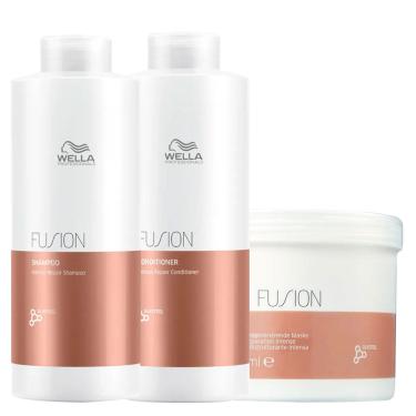 Imagem de Kit Wella Professionals Fusion - Shampoo 1000 Ml + Condicionador 1000 Ml + Máscara 500 Ml