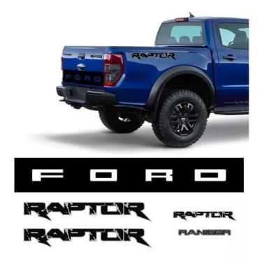 Imagem de Adesivo Ford Ranger Raptor + Faixa Tampa Ford Preto - Resitank