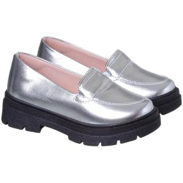 Imagem de Mocassim Infantil Feminino Preto Com Sola Alta (Prata, BR, Criança de 9 a 12 anos, Numérico, 33)
