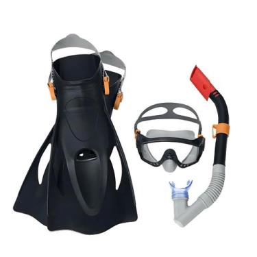 Imagem de Kit snorkel + mascara + pes de pato spark wave preto - Nautika