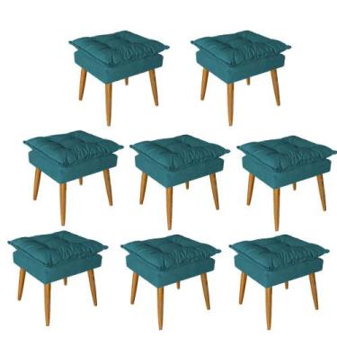 Imagem de Kit 08 Puff Puf Banqueta Opala Para Quarto Sala Recepção Suede Azul Tu