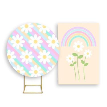 Imagem de Painel De Festa Redondo 1,50x1,50 + Painel Vertical 1,50x2,20 - Margar