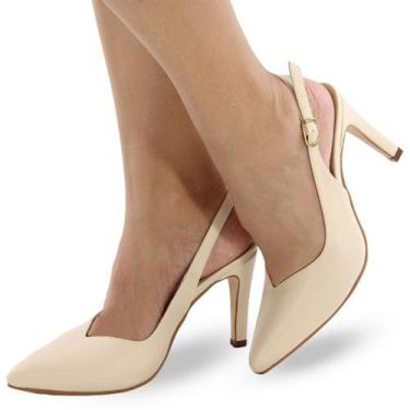 Imagem de Scarpin Re&Ton Salto Médio Fino Corte V Confortável SC6, Bege, 35