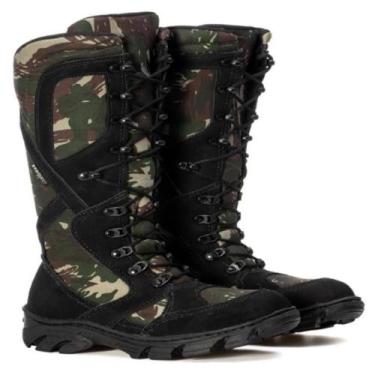 Imagem de Bota Masculina Militar Camuflada Cadarço Cano Longo Conforto - Fulgore