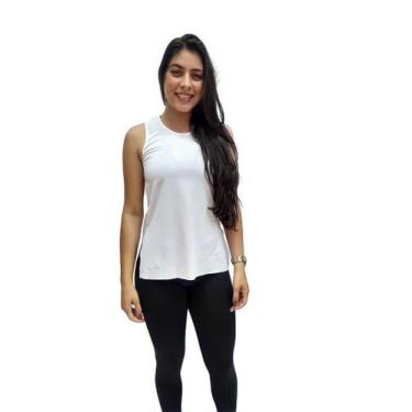 Imagem de Regata feminina tapa bumbum camiseta academia - TB modas, Branco, M