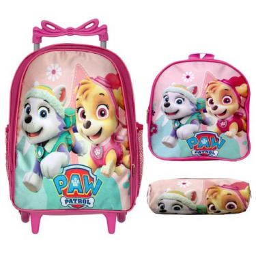 Imagem de Kit Mochila Infantil Escolar Menina Rodinha Patrulha Canina - TOYS 2U