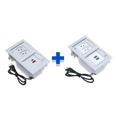Imagem de Kit Caixas De Tomadas 4 Blocos 2 Tom 20A 2USB (1 TipoC) 2USB - CONNECT