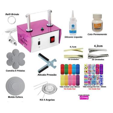 Imagem de Máquina De Cortar Fita + Fitas Cetim + Cola - Kit Ventura - Artmaq