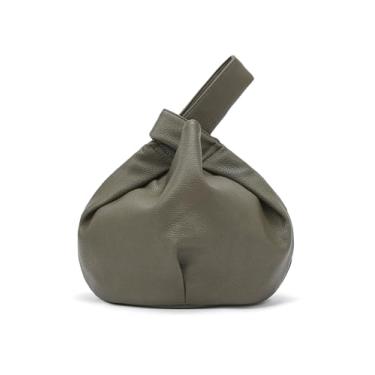 Imagem de Pettata Bolsa feminina pequena de couro sintético macio com nó de pulso, bolsa clutch elegante para meninas, Verde, One Size