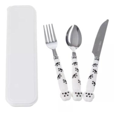 Imagem de Jogo De Talheres Faqueiro Inox Patinhas C/ Estojo Cozinha - PGB, Branc