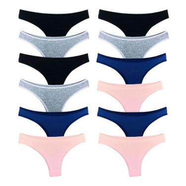 Imagem de Kit 12 Calcinhas Fio Dental Algodão Cotton Básica Lisa Lingerie - Try 