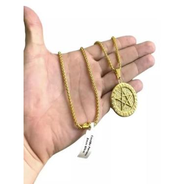 Imagem de Cordão Peruano 3Mm + Pingente Estrela De Davi Banhado A Ouro - Tojoia1