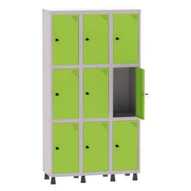 Imagem de Armário Guarda Volume Locker Roupeiro 3 Vãos 9 Portas Aço GRP503/9 Cin
