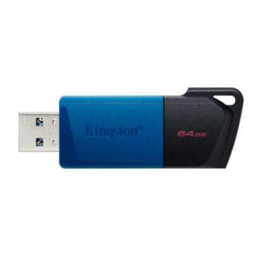 Imagem de Pen Drive 64GB USB 3.2 DTXM 64GB Kingston, Preto e Azul