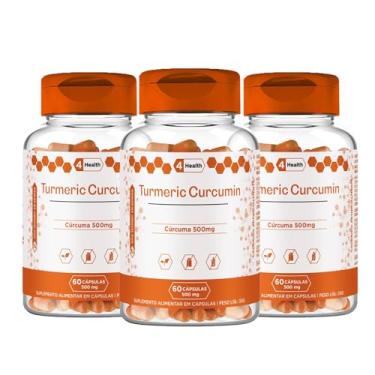 Imagem de Curcuma Turmeric Antioxidante 500mg 60 Cápsulas - 4 Health - Tecnologia Americana - Kit 3 POTES