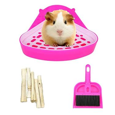 Imagem de kathson Triângulo penico treinador canto coelho vaso sanitário areia de porquinho da índia roupa de cama caixa de plástico panela para coelho chinchila hamster furão animal pequeno (rosa ou azul)