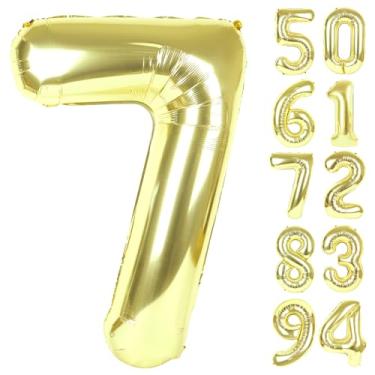 Imagem de Champagne Gold 7 Balloon, Number Balloons 40 Inch, 7th Birthday Decorations for Girls Kids, Party Decoration for Women, Number 7 Balloon