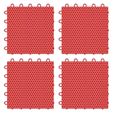 Imagem de Deevoka 4 peças de telhas de gelo de terra seca tapetes de piso de hóquei placa de treinamento de hóquei, Vermelho