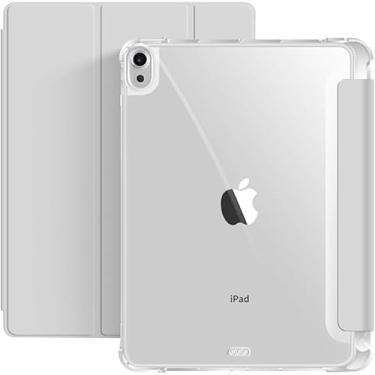 Imagem de Capa PREMIUM iPad Air 4a, 5a e 6a Geração 10.9″ - Suporte para Apple Pencil Fundo Transparente Proteção Total - Anti Impacto/Auto Sleep/Tampa Magnética/Premium Resistente Funcional (Cinza)