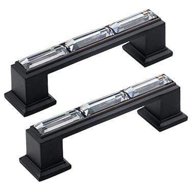 Imagem de T Tulead Puxadores de cristal puxadores de gaveta de armário de 7,5 cm de furo a furo, puxador de cômoda puxadores de móveis modernos, pacote com 2 parafusos