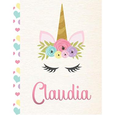 Imagem de Claudia: Personalized Unicorn Sketchbook For Girls With Pink Spanish/Mexican/Latina Name - 8.5x11 110 Pages. Doodle, Draw, Sketch, Create!