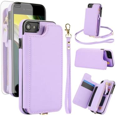 Imagem de Capa de celular para iPhone 7/8/SE 2020/2022 com zíper com protetor de tela RFID suporte para cartão de crédito celular iPhone7 iPhone8 7s 8s i SE2020 SE2022 2/2nd/3/3ª geração SE2 SE3 7SE 8SE 8SE