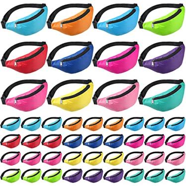 Imagem de Pochete neon com 48 peças, bolsa de cintura ajustável, para exercícios, corrida, festival, corrida, caminhada, 12 cores, Multicor, 30 x 13 cm (11.8 x 5.1 inches), Pacotes de cintura