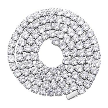 Imagem de OYOGAA Colares femininos de tênis baguete colorido de 5 mm, banhado a prata dourada 14 K, 5+, zircônia cúbica, tênis, masculino, corrente feminina, 22 inch, Banhado a ouro, Zircônia cúbica