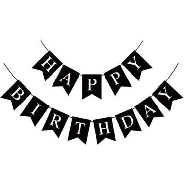 Imagem de Banner de Aniversário Hooqict Black - Feliz Aniversário para Festa