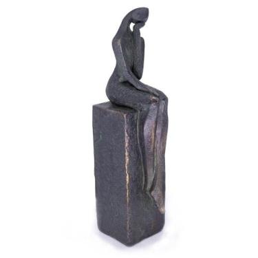 Imagem de Escultura Decorativa Pessoa Sentada Em Poliresina Cobre 21,5 Cm F04 - 
