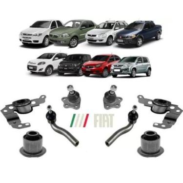 Imagem de Kit 4 Buchas, 2 Terminais e 2 Pivôs Palio, Siena, Mobi e Uno - TRJ