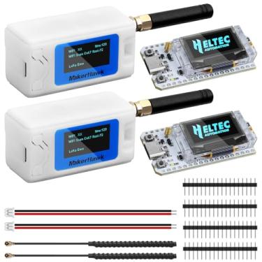 Imagem de MakerHawk 2 Conjunto Esp32 Lora V3 Development Board + Upgraded N30 Protect Case - Com Antena De 915 Mhz E Dispositivos Sx1262 Lora V3 Para Meshtastic Arduino Lorawan Iot