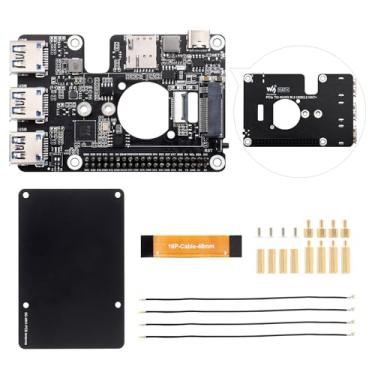 Imagem de waveshare Pcie Para M.2 4G/5G E Usb 3.2 Hat, Compatível Com Modem Celular Raspberry Pi 5 E Módulos Simcom/Quectel 4G/5G Lte, Vem Com Antena 5G-4In1-Pcb, Rede De Alta Velocidade