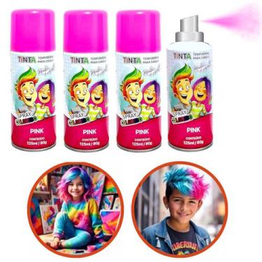 Imagem de 4 Tintas Lavável Rosa Infantil Adulto Festa Cabelo Maluco - Importudo