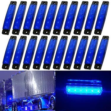 Imagem de KEING Azul 9,6 cm 6 luzes de LED para reboque seladas, luzes indicadoras de LED, lâmpadas de folga 12 V CC para caminhões, ônibus, reboque, trailer, cabine caminhonete, van, UTV, SUV, Pickup Camper (pacote com 20)