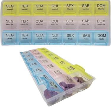 Imagem de Porta Comprimidos Estojo Premium Organizador Semanal (Manhã, Tarde e Noite) - Caixa para Vitaminas, Medicamentos, Remédios e Cápsulas