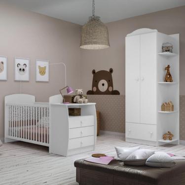 Imagem de Berço Cômoda com Guarda-Roupa 2 Portas 1 Gaveta Multimóveis MP4372