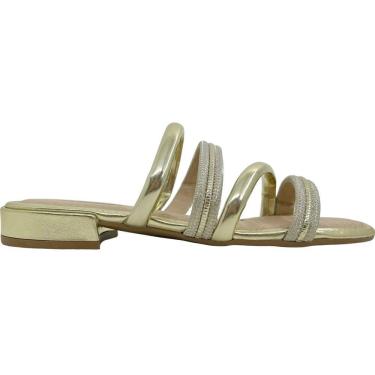 Imagem de Tamanco Feminino Papete Casual Dia a Dia Passeio Trabalho Salto Baixo com Strass Conforto Mississipi Mb941