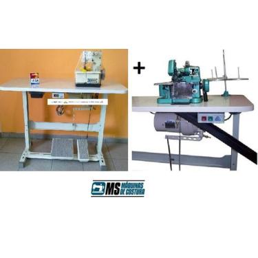 Imagem de Kit Overloque+Galoneira Semi-Industriais c/ Motor+Mesa - KITMS, 110V