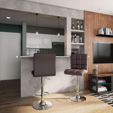 Imagem de Conjunto com 2 Banquetas Giratórias Finley Marrom Escuro