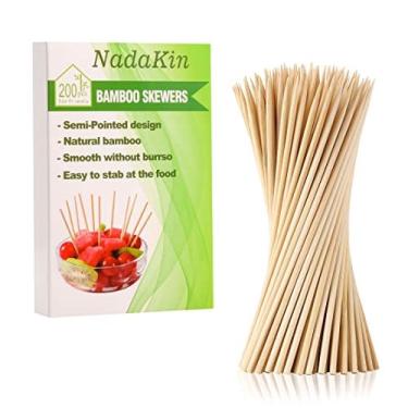 Imagem de 200 pcs Bamboo Skewers, 6 polegadas espeto de madeira para aperitivos, frutas, kebabs, churrasqueira grelhado, mini hambúrguer, salsicha, picaretas de