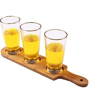 Imagem de HinLot Conjunto de voo com base de 6,86 cm de diâmetro para degustação de cerveja, taças de vinho, pranchas de voo, frascos de servir (redondos, 1)